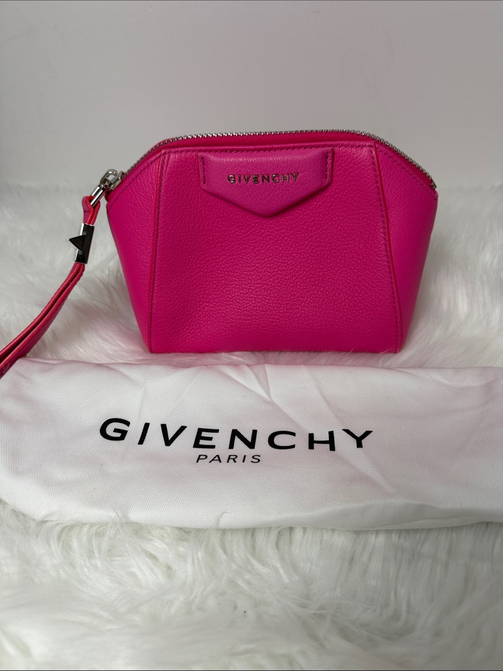 Givenchy Antigona Pink Leather Wristlet Pouch Clutch